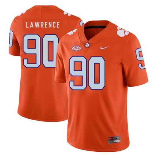 Clemson Tigers 90 Dexter Lawrence Orange Nike College Football Jersey